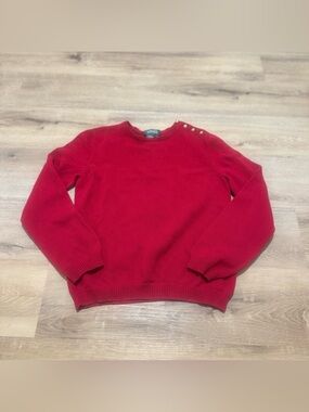 Ralph Lauren Red Crewneck Sweater with Shoulder Buttons